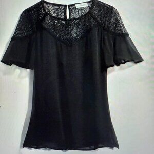 Calvin Klein  Roxane Lace Detail Blouse Black size small